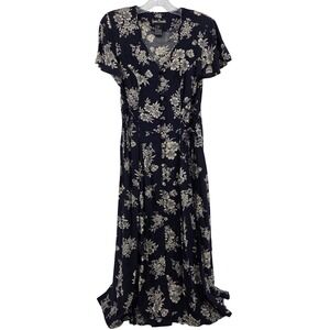 Vtg Jamie Brooke 90s Dress Small Navy‎ Floral Maxi Cottagecore Feminine